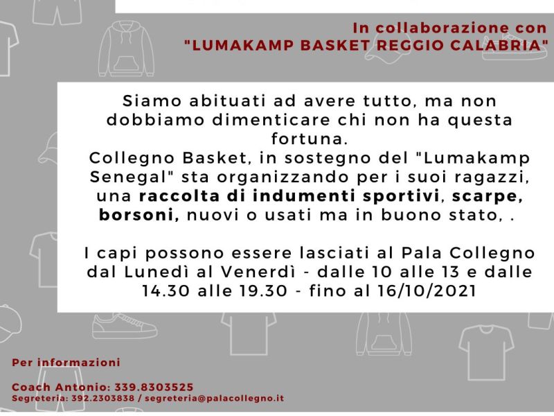 RACCOLTA INDUMENTI SPORTIVI!