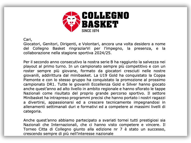 LETTERA DEL PRESIDENTE MILONE: “GRAZIE A TUTTI, UN’ALTRA STAGIONE STRAORDINARIA”